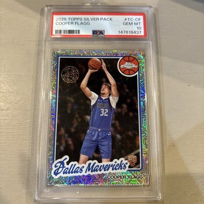 2025 Topps 1980-81 Chrome Silver Pack Rookie Cooper Flagg Mavericks TC-CF PSA 10