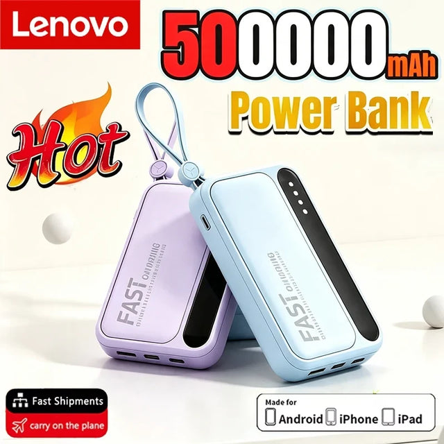 Lenovo Portable Power Bank with Built-in Cables