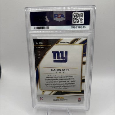 2025 PANINI SELECT PINK GLITTER #293 JAXSON DART ROOKIE RC 9/15 PSA 9