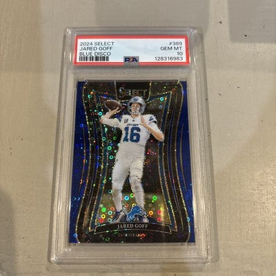 2024 SELECT SUITE LEVEL JARED GOFF BLUE DISCO PRIZM 17/25 PSA 10 POP 2 LIONS