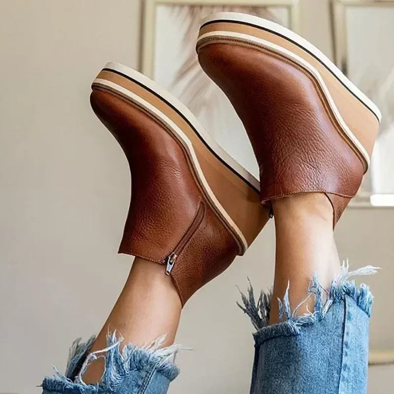Retro Wedge Ankle Booties